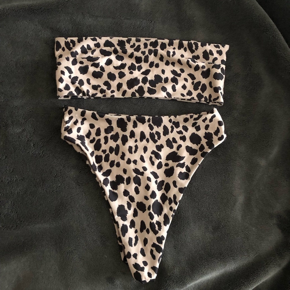 Boohoo bandeau Animal Print Swimwear Set- size 8